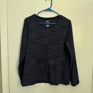 Croft & Barrow Navy Classic Tee women’s large v neck long sleeve space dye